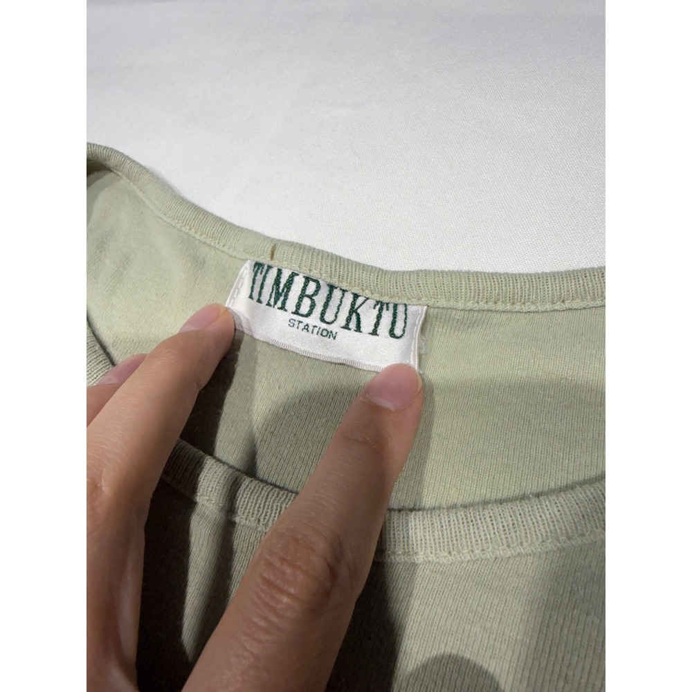 Vintage Timbuktu Station Sage Green Long Sleeve Crewneck Top Women L - Picture 6 of 6